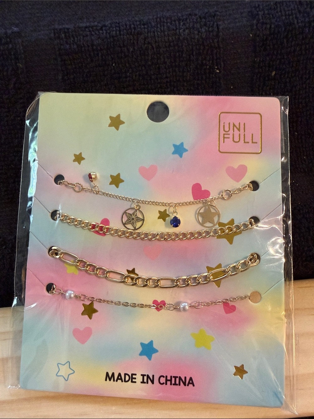 UNIF Gold Layered Star & Chain Bracelet Set